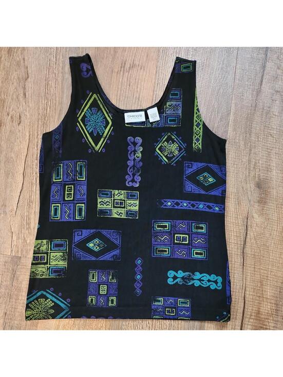 Chico's Tops - Chico's Travelers Tank Top Women's Size 1 Multicolor Stretch Pullover